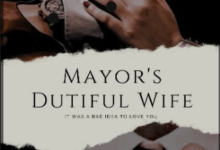 Mayor's Dutiful Wife shows a hand of a woman adjusting the neck tie of a man and the woman's hand is seen place on the man's arms